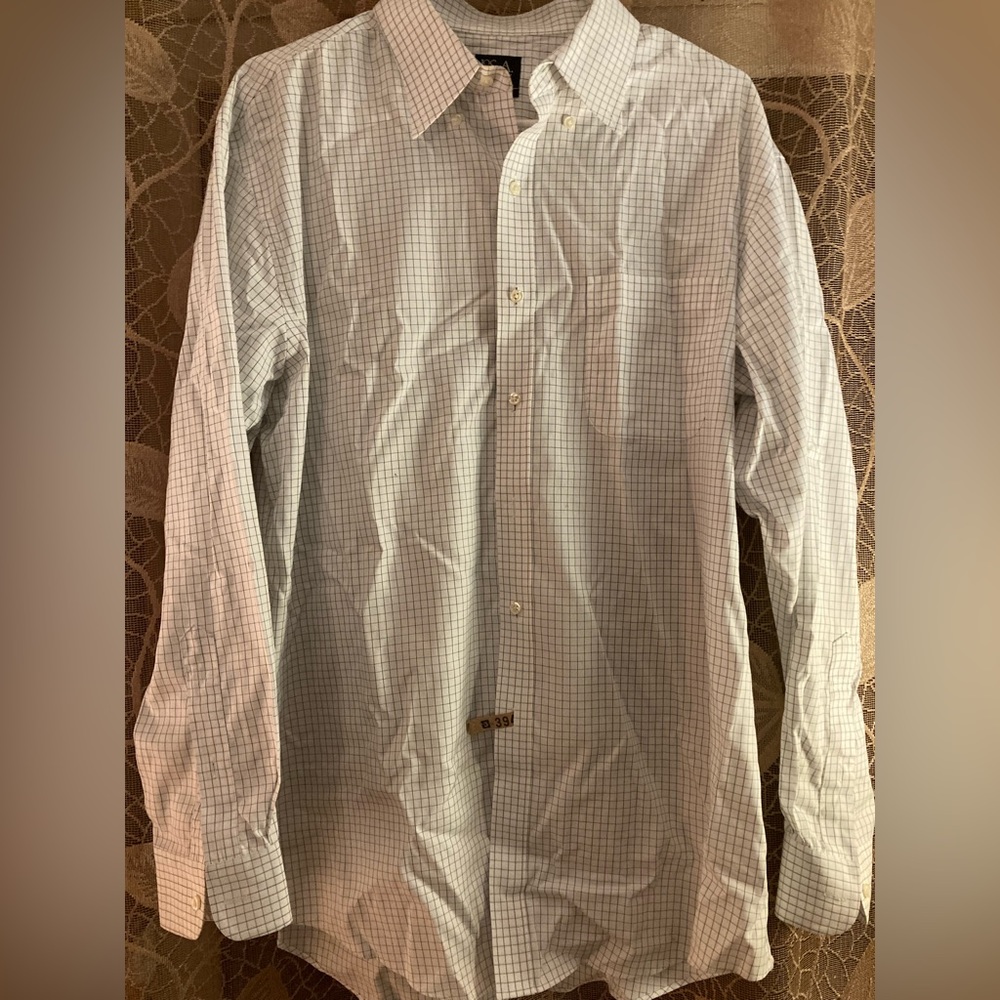 Black & Blue striped Joseph A. Bank Slim Fit Men’s Travelers Collection Shirt.